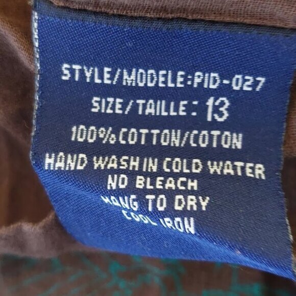 VINTAGE Brown and Turquoise Blue Summer Cotton Dress Size 13 - Picture 7 of 7